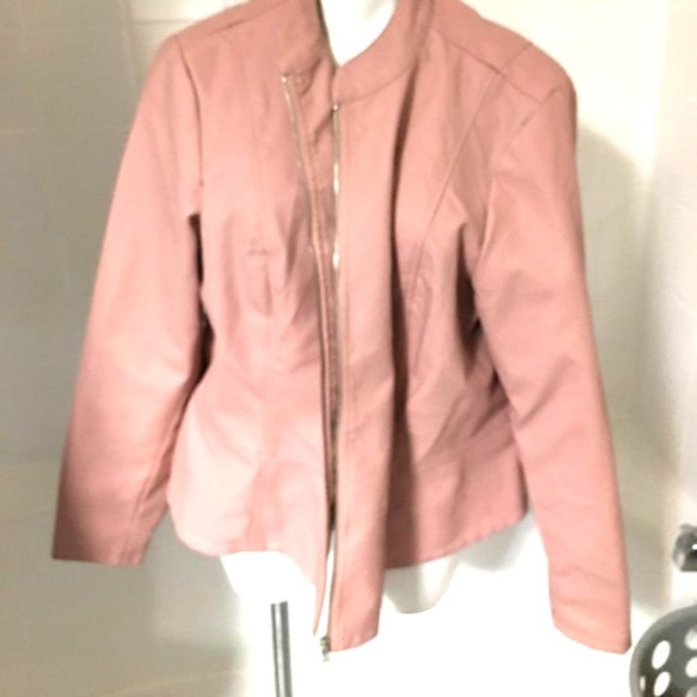 Baccini Pale Pink Peplum Moto Jacket New Size XL Jac1
